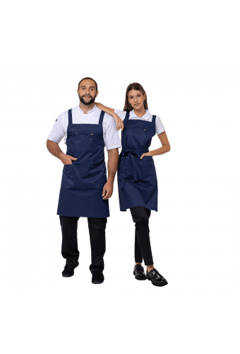 Universal water-repellent apron with a bib ARVIKO blue