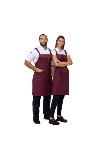 Universal water-repellent apron with a bib ARVIKO burgundy