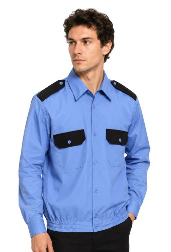 The Security Guard's blue shirt 