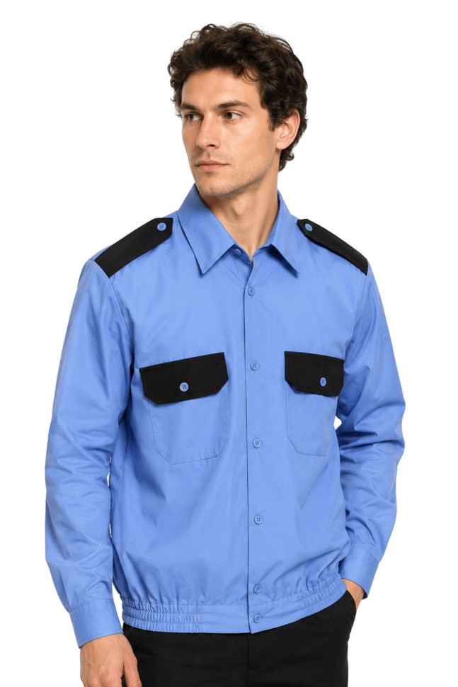 The Security Guard's blue shirt 