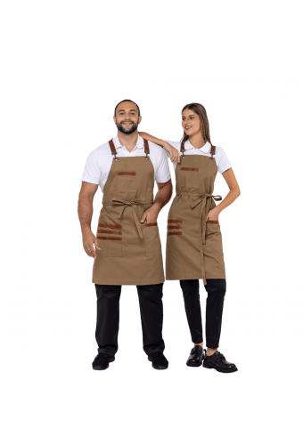 Universal apron with bib canvas with leather ARVIKO sand