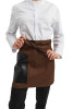 Фартук короткий  коричневий с кожаным карманом   - Фартук короткий  коричневий с кожаным карманом  