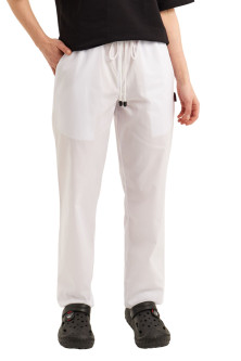 Брюки на резинке универсальные белые с карманами/свободного кроя