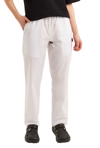 Брюки на резинке универсальные белые с карманами/свободного кроя