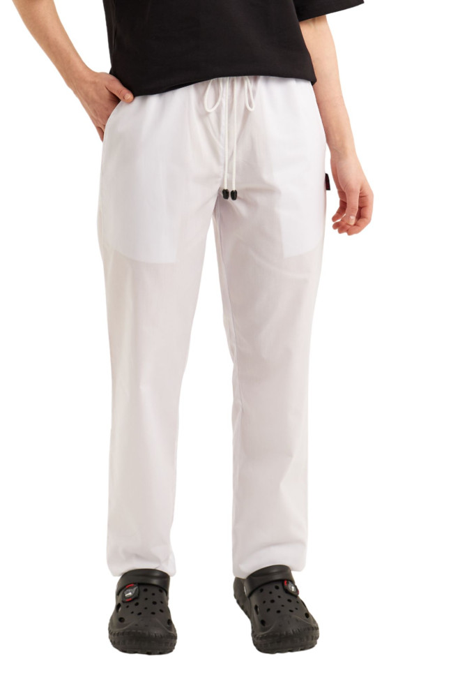 Брюки на резинці універсальні білі з карманами/вільного крою