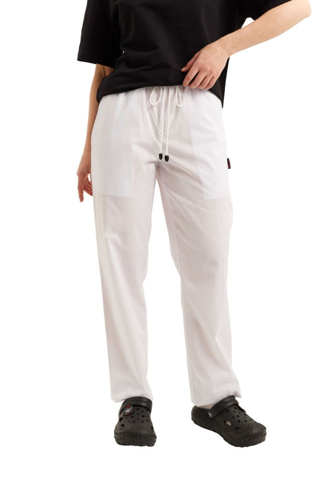 Брюки на резинці універсальні білі з карманами/вільного крою