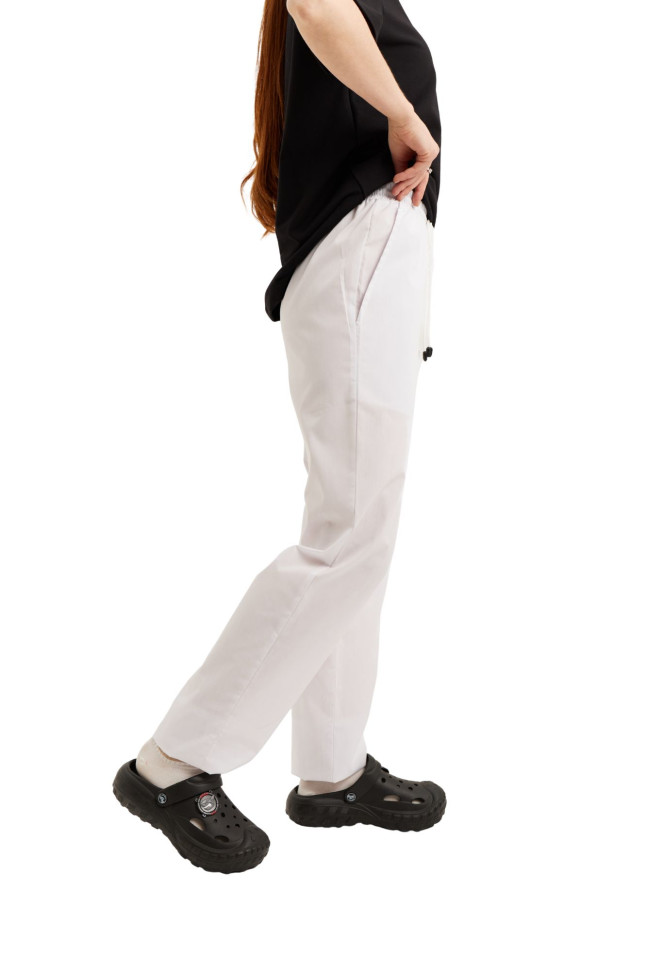 Брюки на резинці універсальні білі з карманами/вільного крою