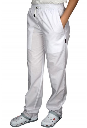 Брюки на резинке универсальные белые с карманами/свободного кроя