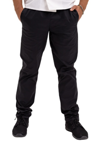 Black unisex trousers with eyelets 