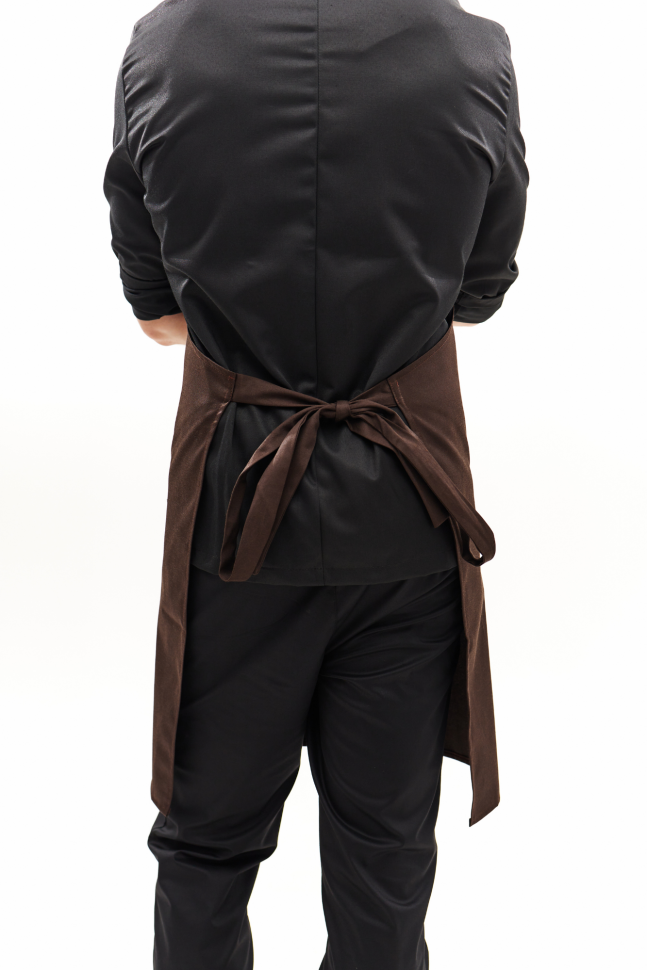 Water-repellent apron for chef/waiter with bib, brown