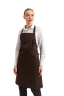 Water-repellent apron for chef/waiter with bib, brown