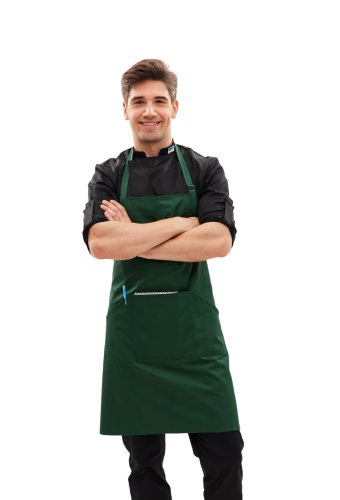 Фартук &quot;Стандарт&quot; водоотталкивающий поварской/официантский с нагрудником темно-зеленый