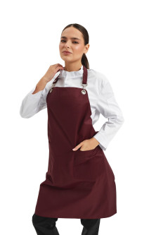 Фартук с нагрудником "Милан" бордовый с люверсами