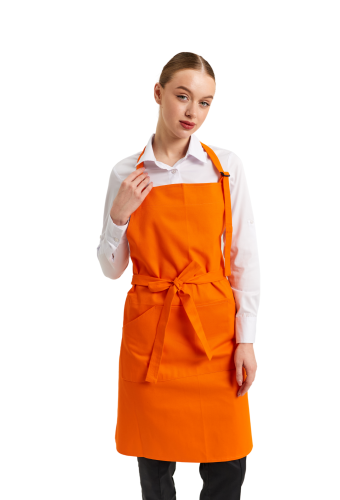 Apron "Standard" chef/waiter with bib water-repellent, orange