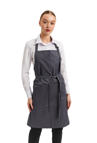 Фартук водооталкивающий &quot;Стандарт&quot;, поварской/официантский с нагрудником, серый