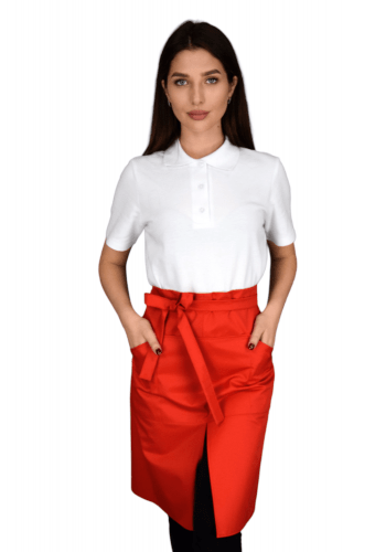 Chef/waiter apron from waist to knees, water-repellent, red