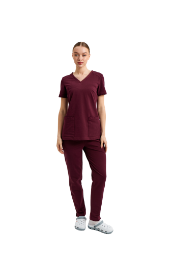 Жіночий медичний трикотажний костюм Верона, бордо