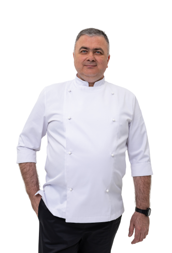 Кітель кухаря Lux Form «Сантім» водовідштовхувальний чоловічий, рукав 3/4,білий