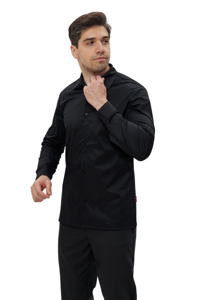Черная мужская класическая рубашка Lux Form для барменов/официантов 