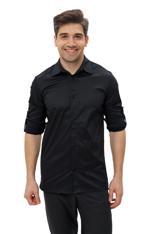 Черная мужская класическая рубашка Lux Form для барменов/официантов 
