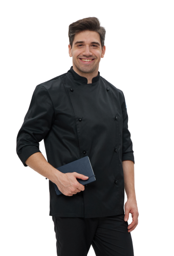 Кітель кухаря Lux Form «Сантім» водовідштовхувальний чоловічий, рукав 3/4, чорний