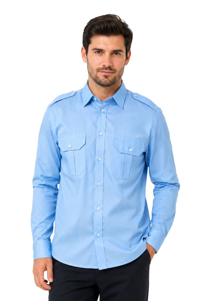 Men's long sleeve uniform shirt, light blue