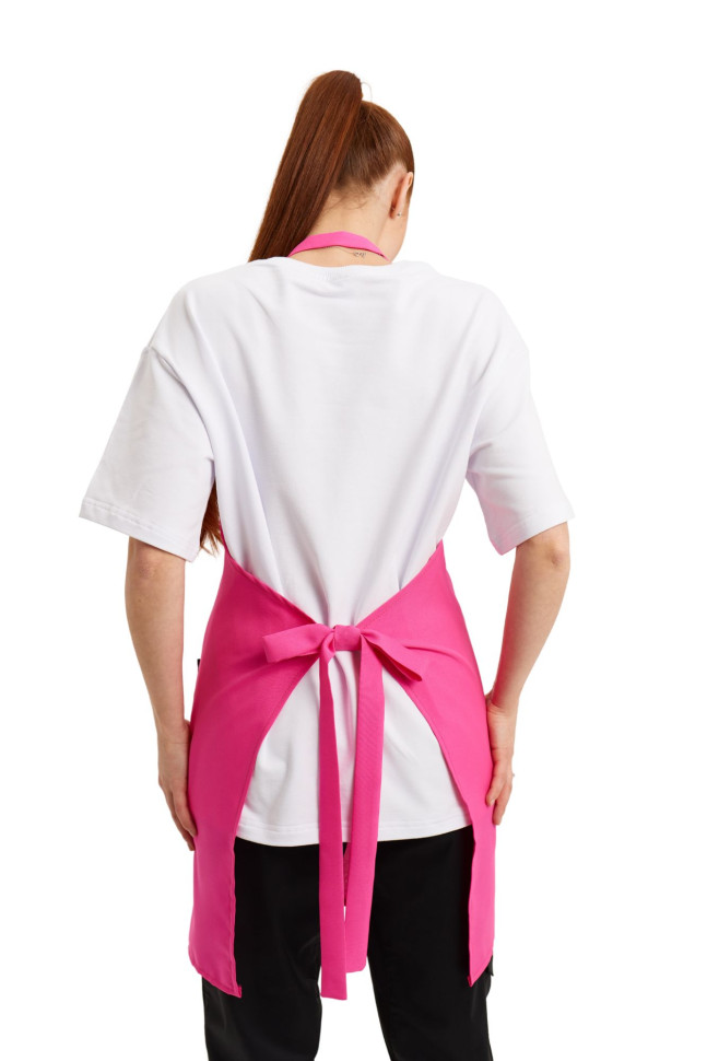 Șorț până la genunchi cu bavetă „Gabardine” fuchsia