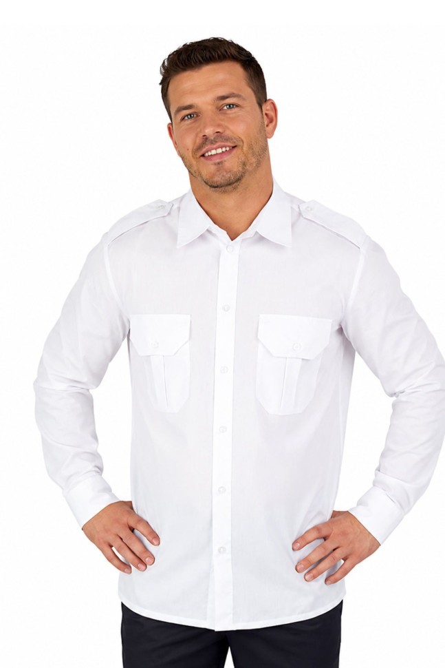 Men's long sleeve uniform shirt, white