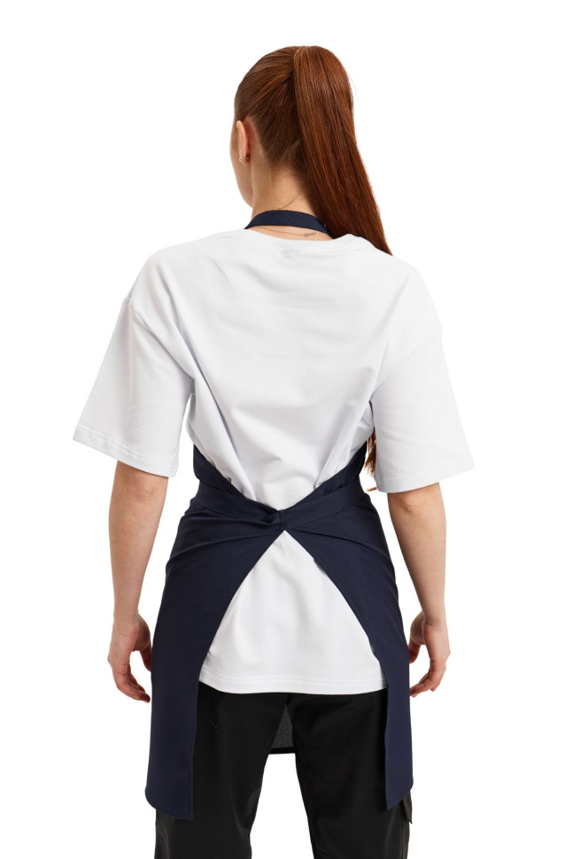 Șorț până la genunchi cu bavetă „Gabardine” albastră