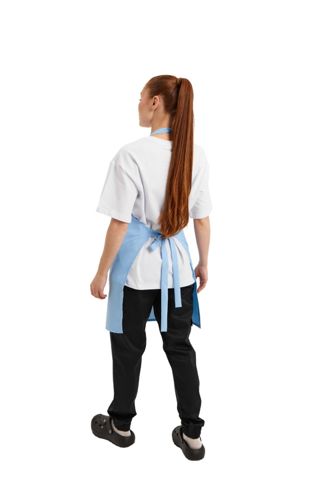 Knee-length apron with bib "Gabardine" blue