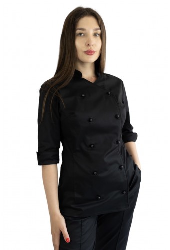 Китель жіночий кухарський чорний "Атланта"
