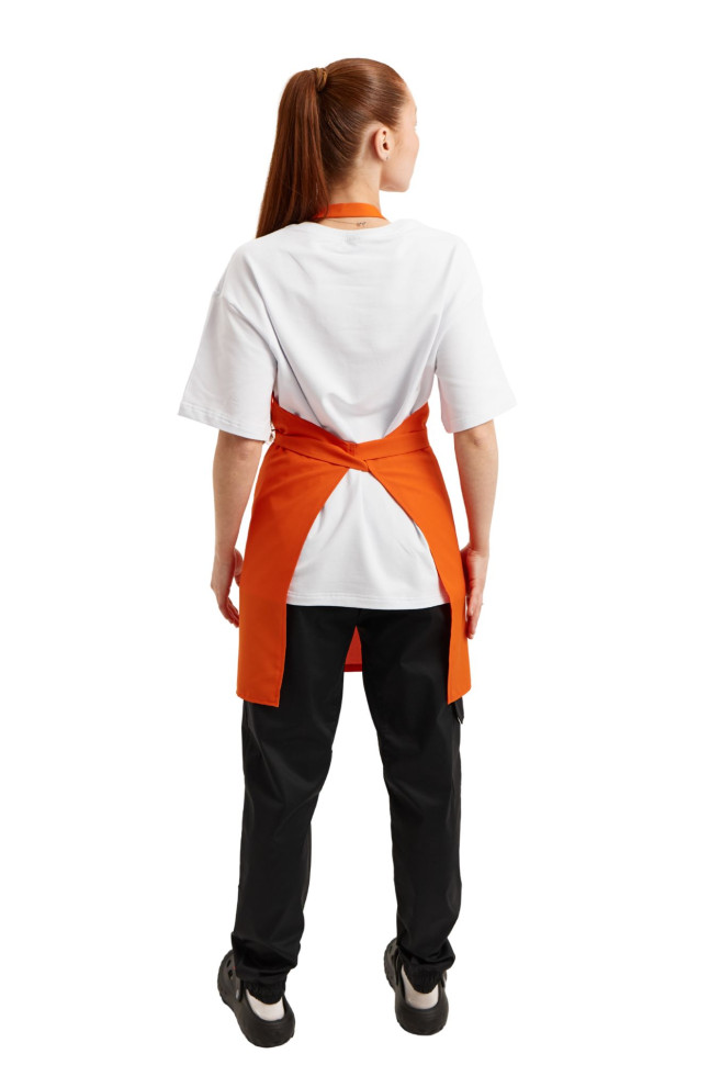 Șorț până la genunchi din gabardină portocalie cu bavetă