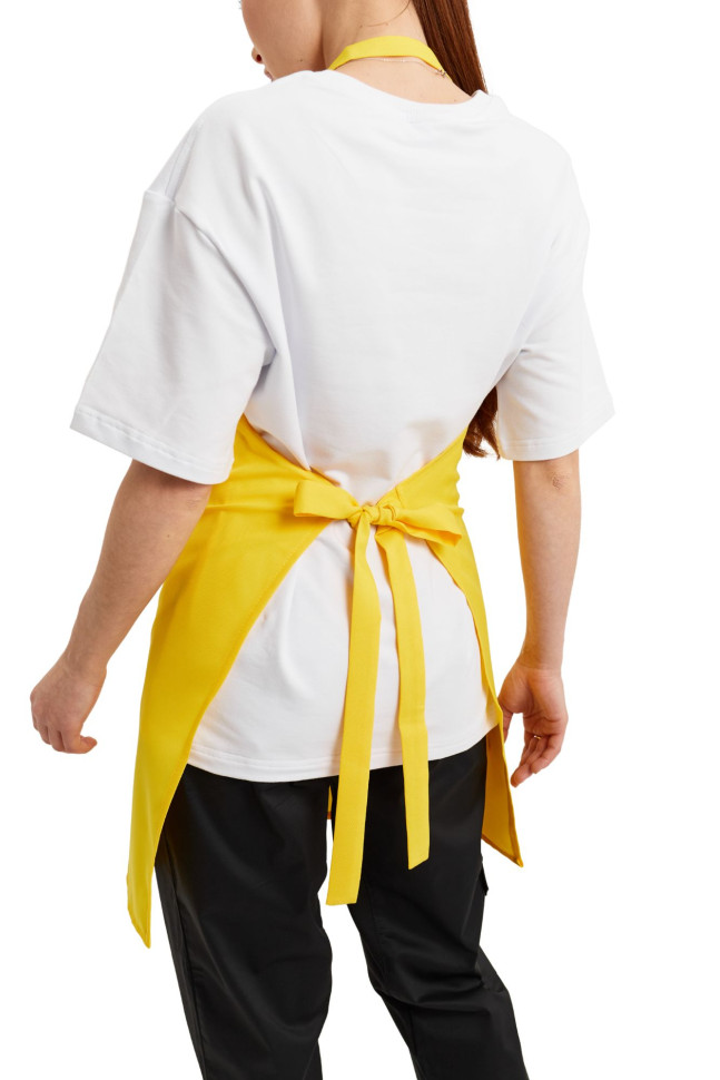 Șorț până la genunchi cu bavetă „Gabardine” galbenă