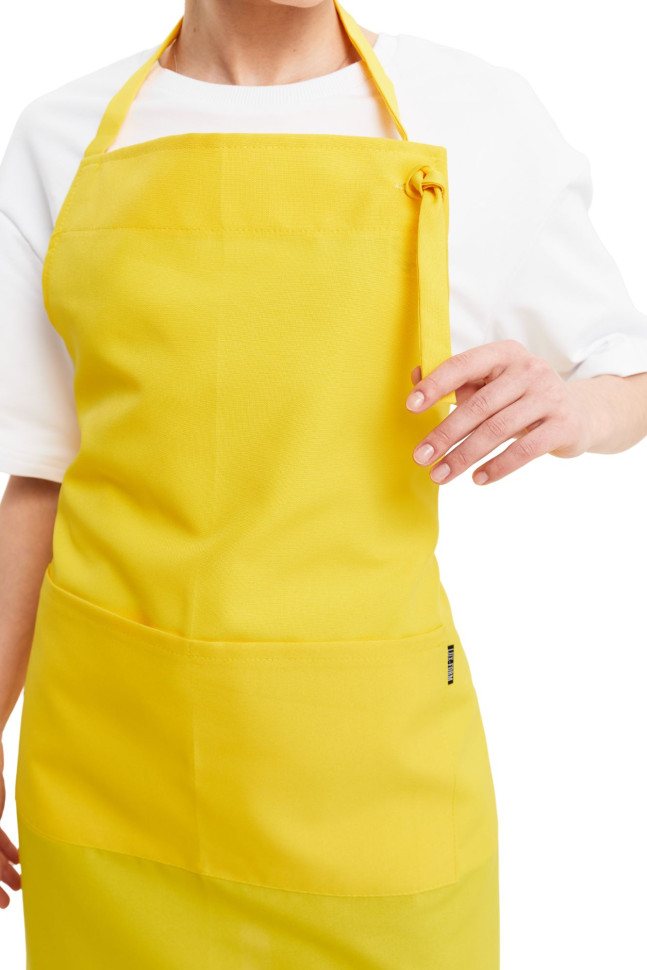 Șorț până la genunchi cu bavetă „Gabardine” galbenă