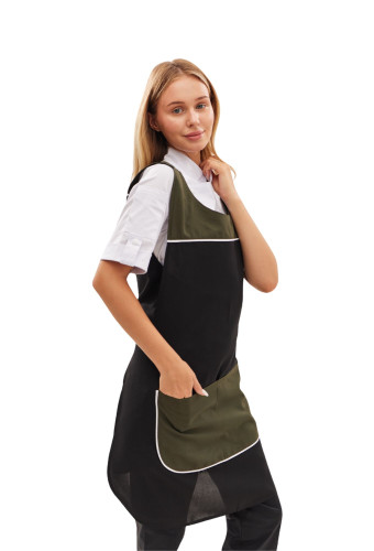 Фартух із нагрудником двосторонній "Кокетка" чорно-зелений