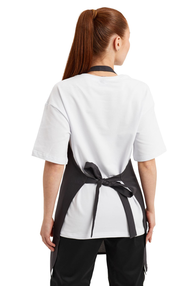 Șorț până la genunchi cu bavetă „Gabardine” grafit