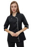 Women's chef's jacket black "Opera" with white piping