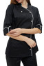 Women's chef's jacket black "Opera" with white piping