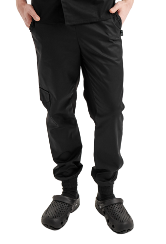 Брюки поварские черные джогеры без сеточки