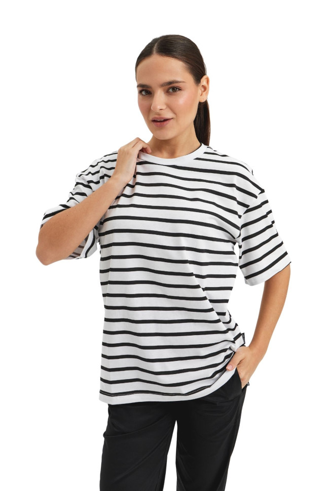 Tricou unisex supradimensionat cu dungi „Sailor”  