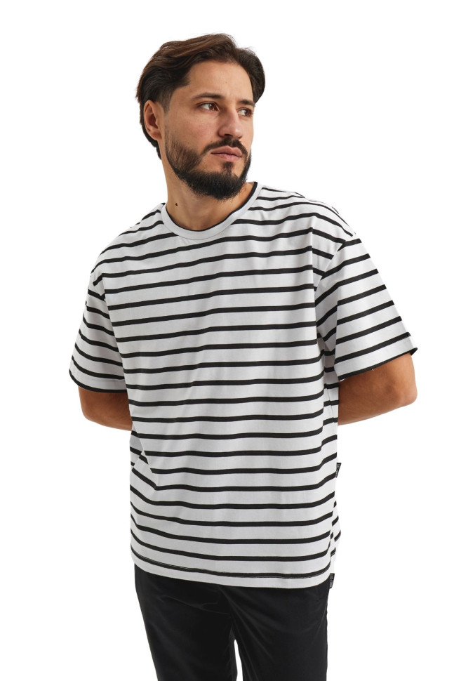 Tricou unisex supradimensionat cu dungi „Sailor”  