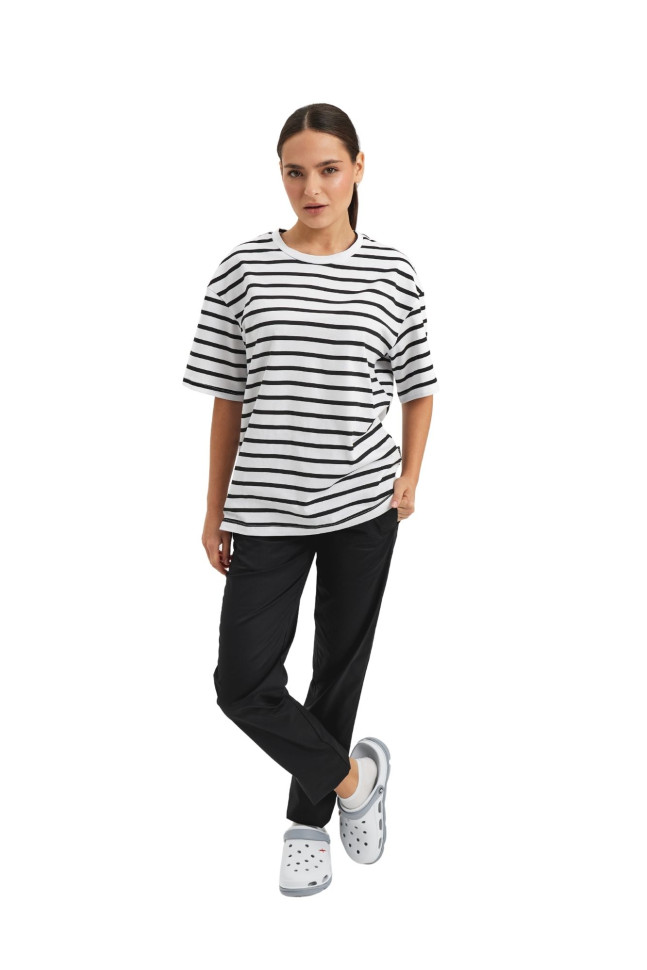 Tricou unisex supradimensionat cu dungi „Sailor”  