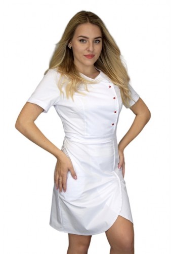 Медичний жіночий білий халат із коротким рукавом "Мія"