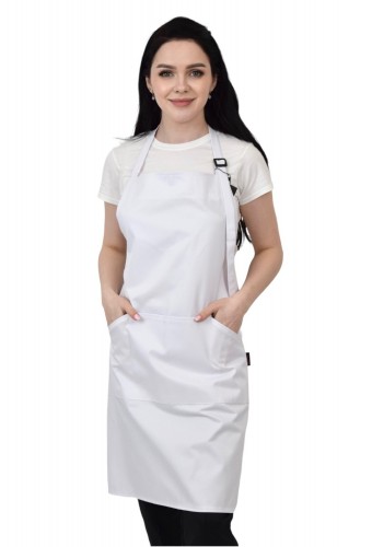 Water-repellent apron for chefs/waiters with bib white