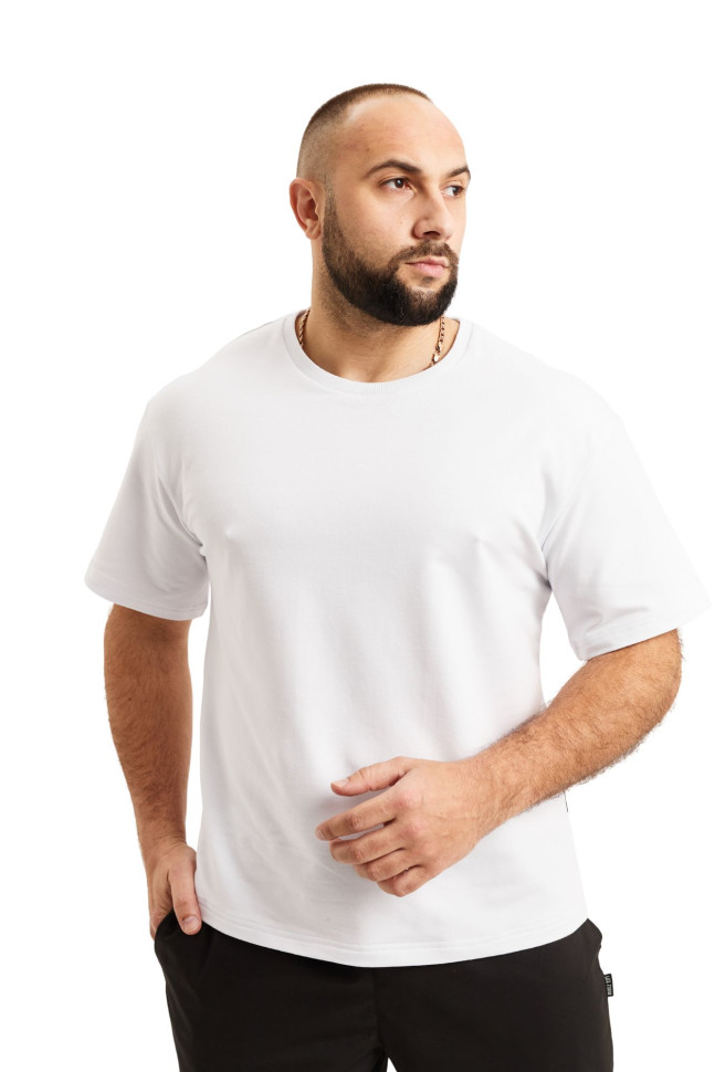 Tricou unisex alb supradimensionat  