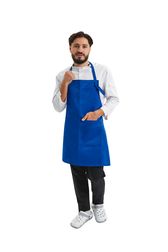 Șorț cu bavetă până la genunchi, hidrofugă Lux-Form Albastru deschis