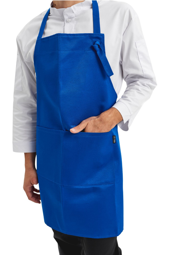 Șorț cu bavetă până la genunchi, hidrofugă Lux-Form Albastru deschis