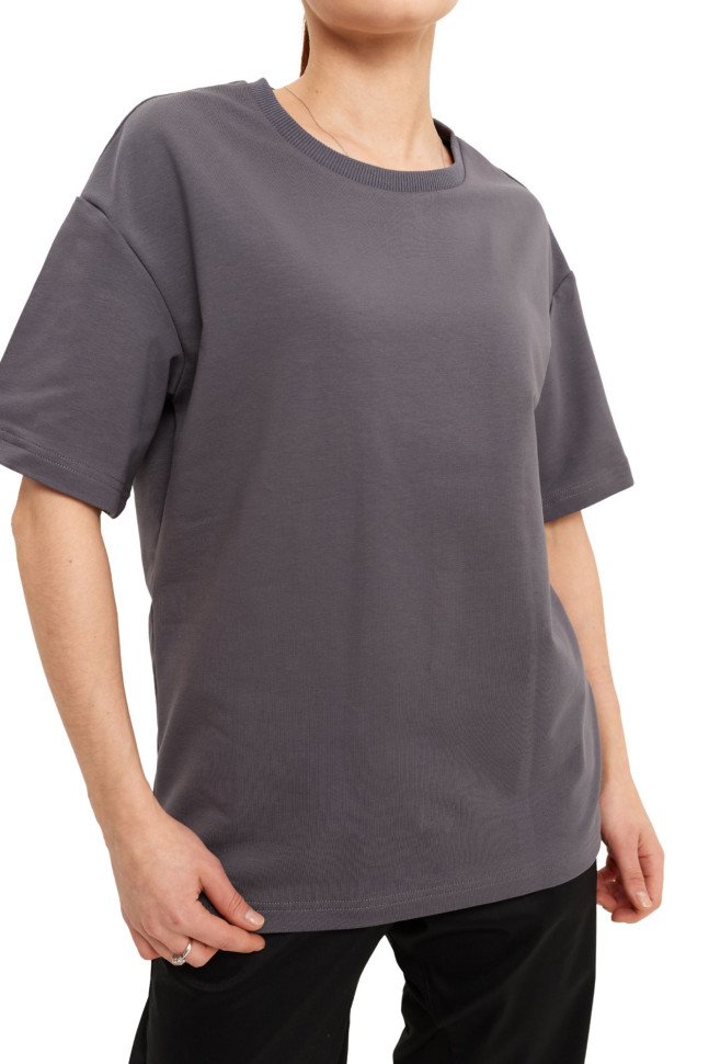 Tricou unisex grafit supradimensionat 