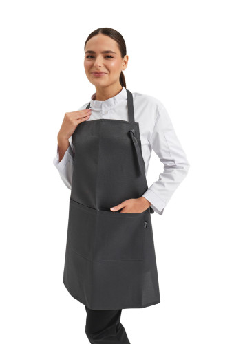 Șorț cu bavetă până la genunchi, hidrofugă Lux-Form Gri deschis