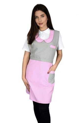 Dress-apron "Maid" gray with pink